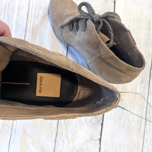 DV BY DOLCE VITA Gael Suede Wedge Booties Taupe SZ 10 - Picture 7 of 8